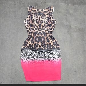 VENUS Leopard Print to Pink Ombre Midi Dress